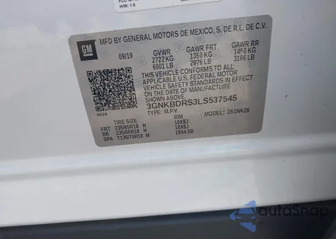 2020 Chevrolet Blazer Fwd 3Lt z USA, uszkodzony, nr VIN 3GNKBDRS3LS537545